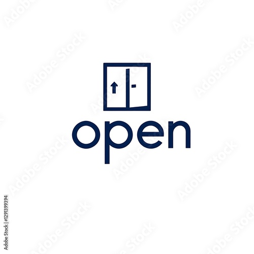 Clean and Minimalist Open Sign Logo Design Representing Access and Welcome with Symbolic Door Image