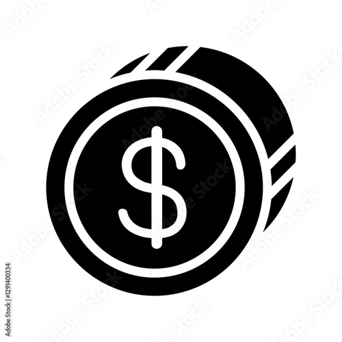 Coin icon in glyph style