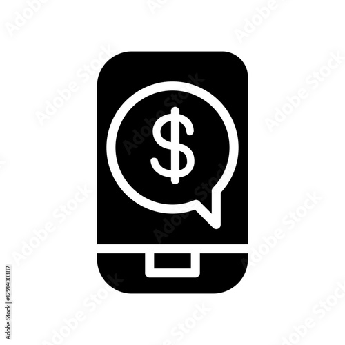 Mobile banking icon in glyph style