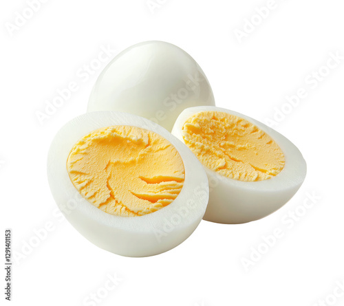 Halved Hard-Boiled Eggs Displaying the Yolks on transparent background, egg png, boiled egg png