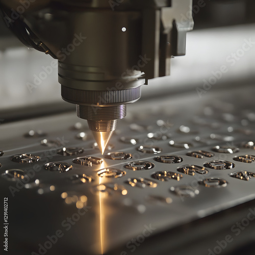 A laser etching station engraving serial number