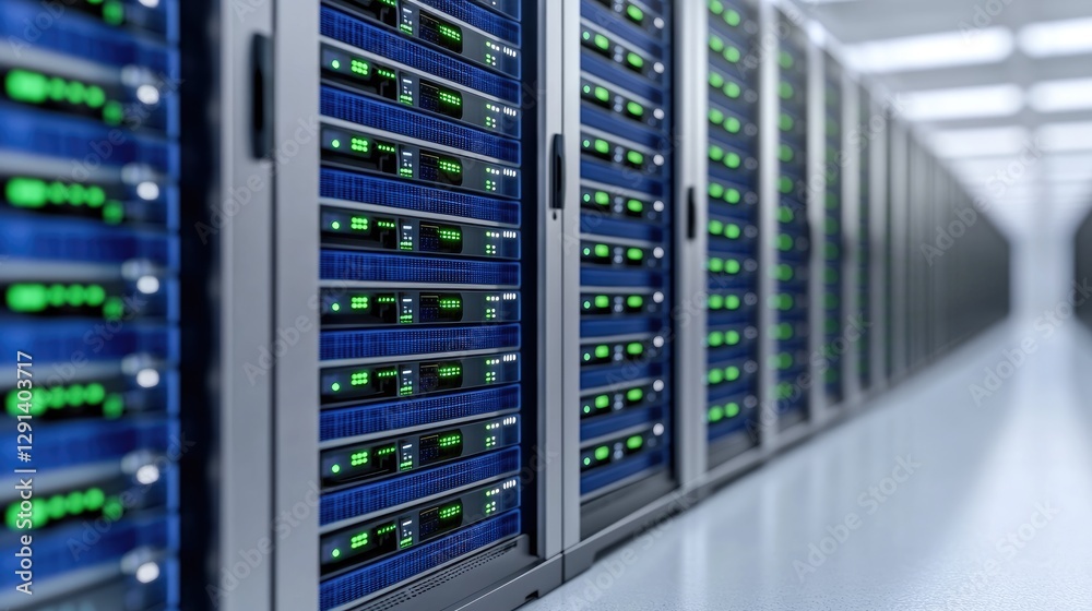 Server racks in a modern data center Server racks in a modern data center
