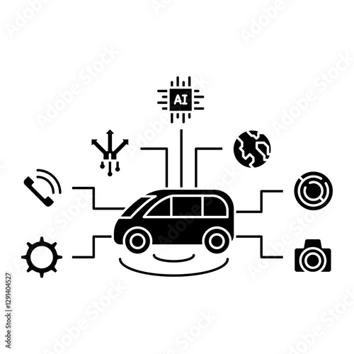 Smart car icon in glyph style