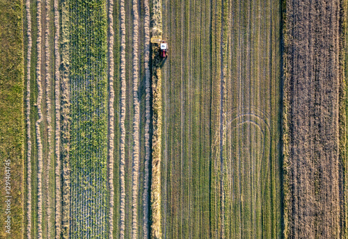 Obraz na płótnie A tractor during summer field work in a field in the Masovian Voivodeship in Poland. w salonie