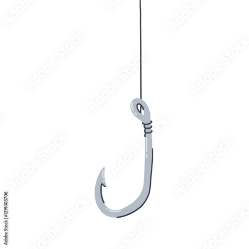 Fish Hook with Line Flat