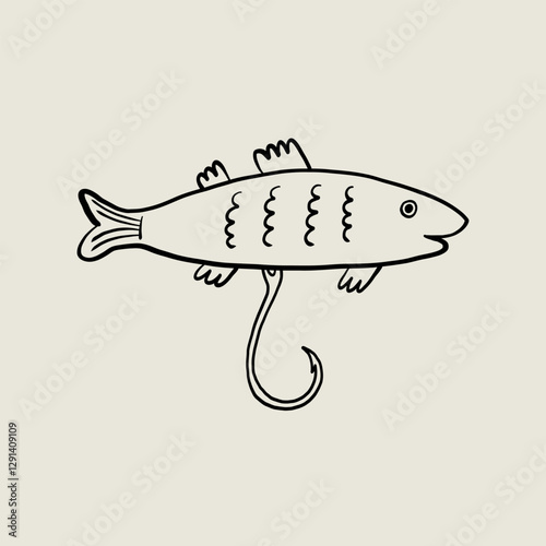 Fishing Lure Sketch Single