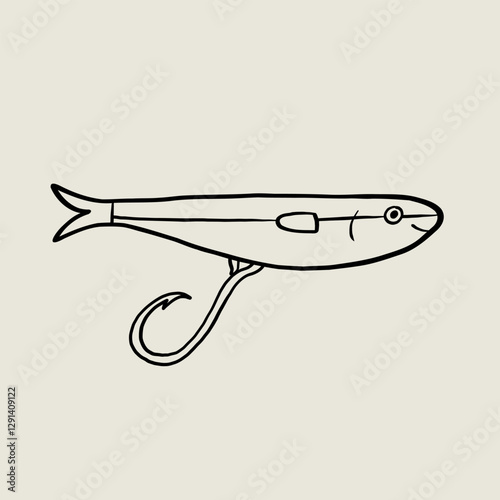 Fishing Lure Sketch Isolated