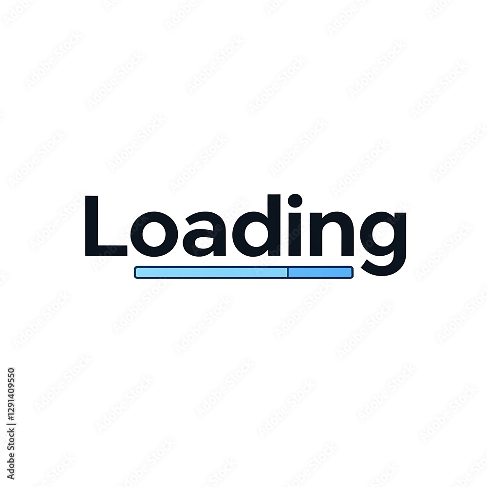 Graphic Representation of Loading Process Bar with Progress Indicator on White Background Displayed