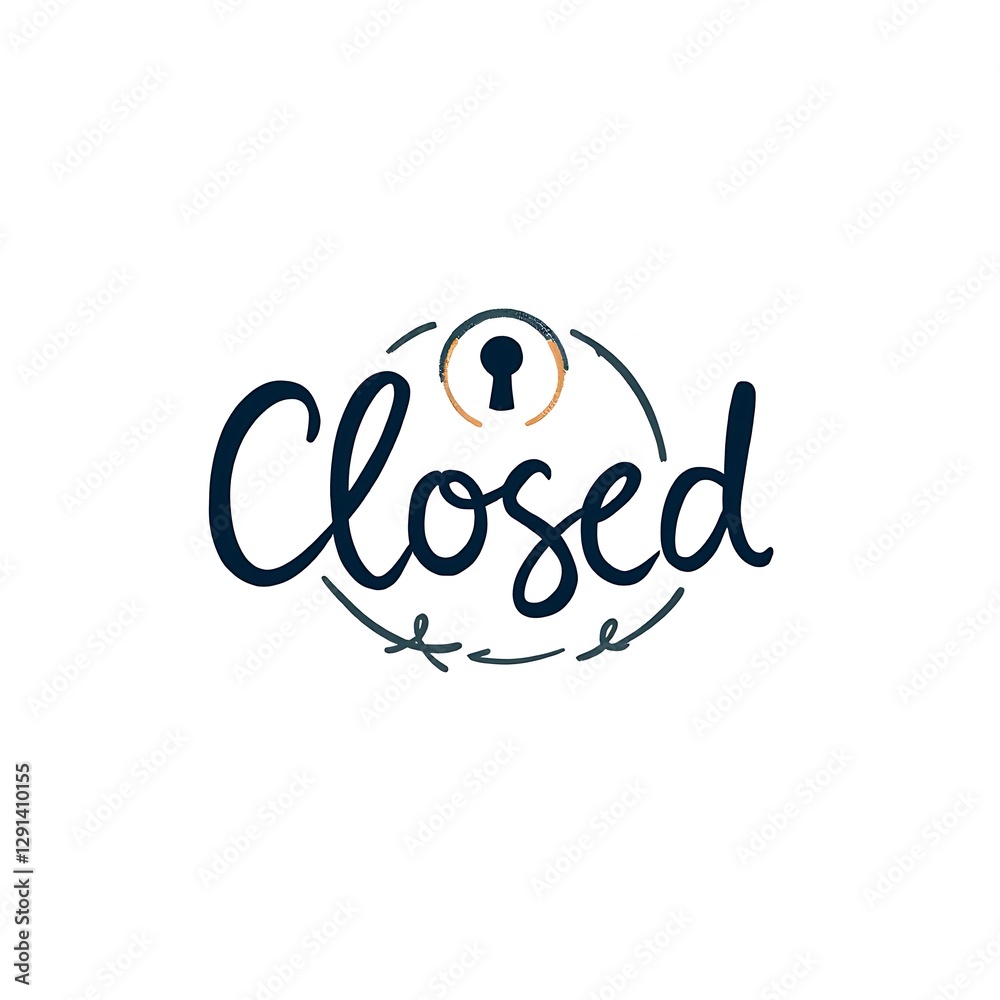 Illustrated Closed Sign Graphic with Lock Icon Depicting Business Shutdown and Temporary Pause Illustrated Closed Sign Graphic with Lock Icon Depicting Business Shutdown and Temporary Pause