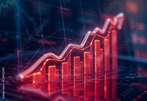 Wallpaper Mural  3D Line Graph On Electronic Interface Torontodigital.ca