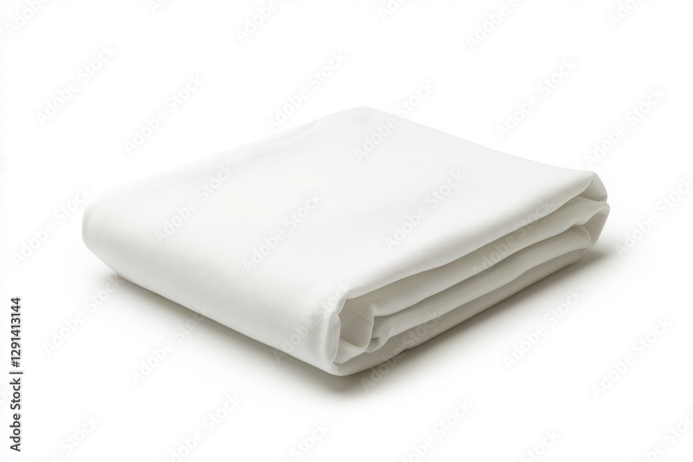 Folded plain white t-shirt with round neck for casual wear on white background Folded plain white t-shirt with round neck for casual wear on white background