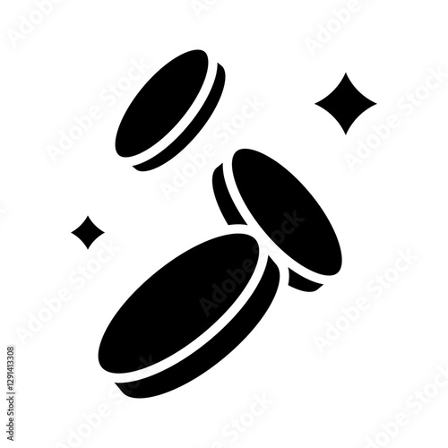 Falling coin icon in glyph style