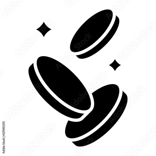 Falling coin icon in glyph style
