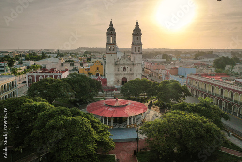 Canvas Print campeche historical cathedral Mexico