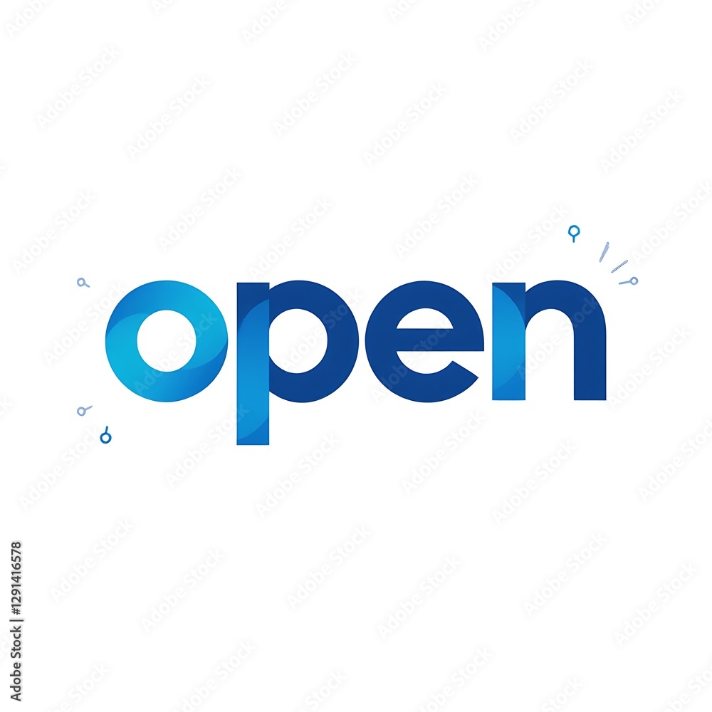 Vibrant Open Sign Graphic in Blue Gradient Tones for Business Marketing and Store Promotion Material Vibrant Open Sign Graphic in Blue Gradient Tones for Business Marketing and Store Promotion Material