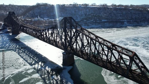 bridge over the river in winter