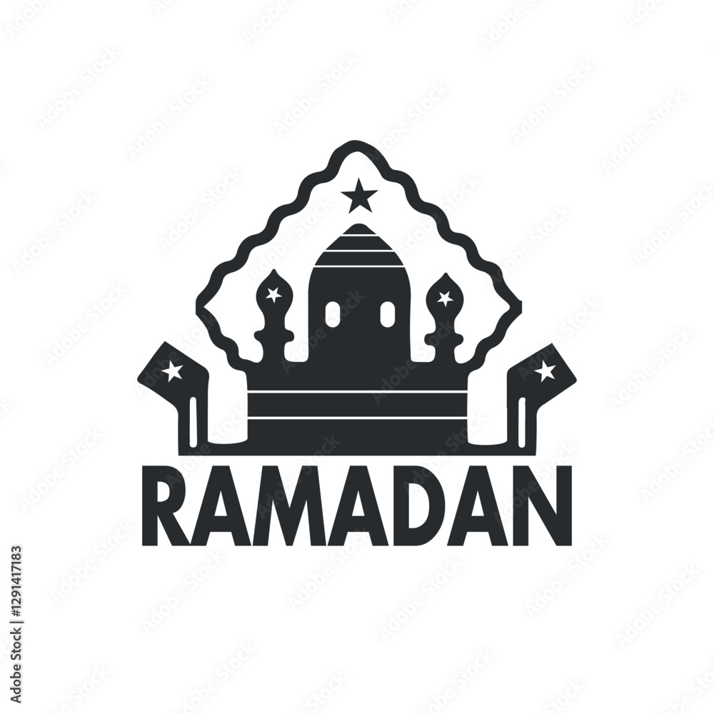 Obraz premium Ramadan silhouette mosque, Ramadan Mubarak, mosque vector for Ramadan, modern mosque graphics, mosque clipart, Eid vector, Modern Mosque Silhouette, Vector Art Style, mosque silhouette artwork,