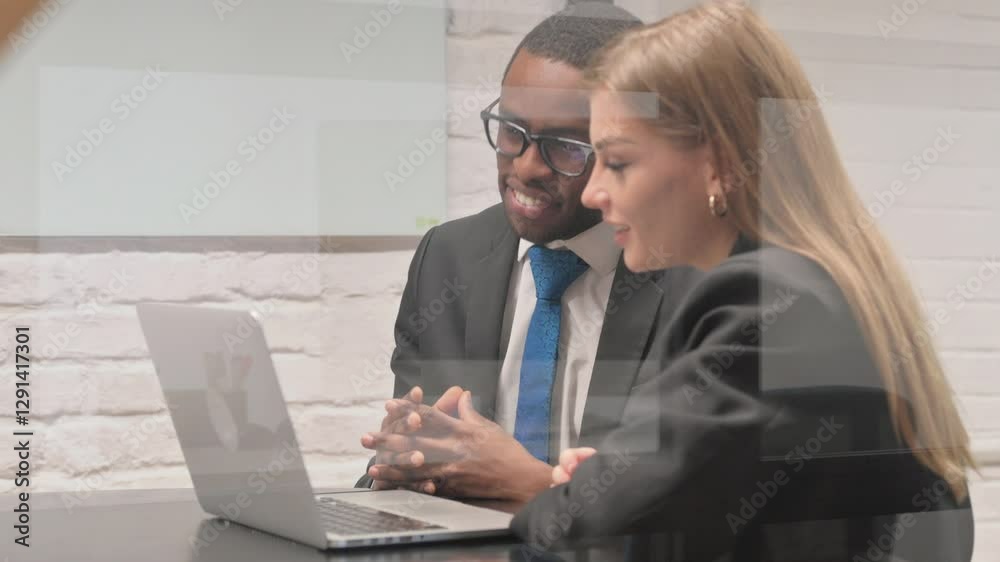 Business People Doing Video Chat via Laptop Business People Doing Video Chat via Laptop