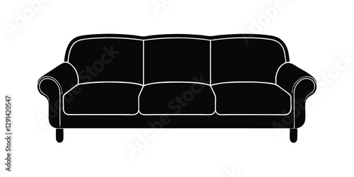 A simple, elegant silhouette of a three-seater sofa with classic armrests.