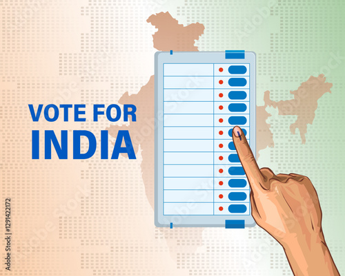 illustration Of Showing Voting Finger With Electronic Voting Machine. Vote for India vector banner design.