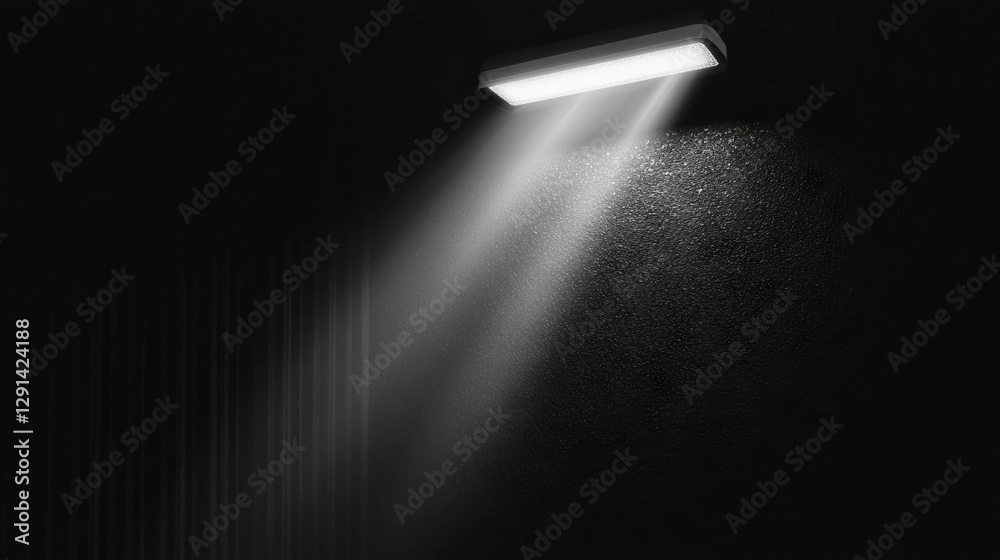 Obraz premium Illuminated textured wall with sunlight beam for design projects