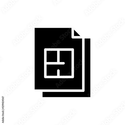 Floor plan icon in glyph style
