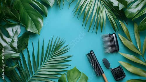 Grooming tool composition with tropical foliage