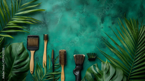Grooming tool composition with tropical foliage