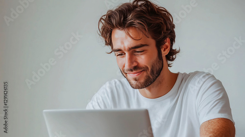 young man working on laptop