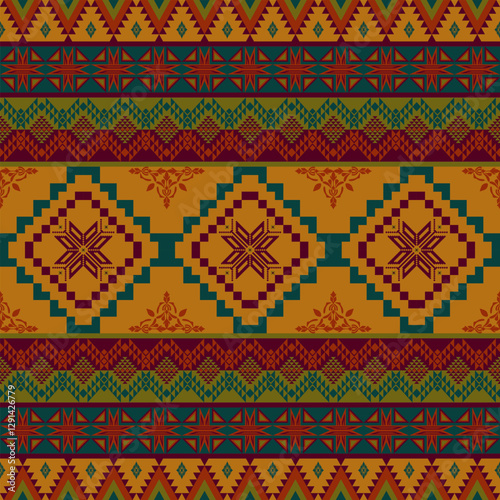 Fabric pattern native american design geometric pattern navajo , boho , american indian style pattern seamless vector for fabric patterns, curtains or home decorations.