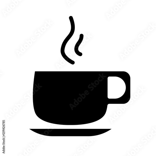 Hot coffee icon in glyph style
