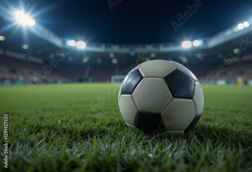  Soccer Ball on Field at Night Stadium
