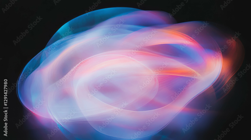 Naklejka premium Colorful translucent smoke rings on dark background for creative design