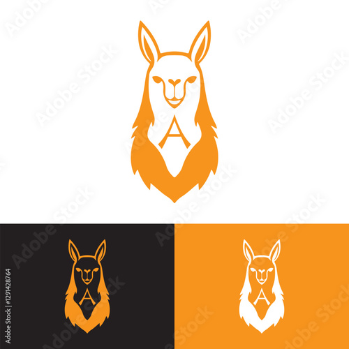 Modern Minimalist Letter A Llama Head Logo Design Vector Illustration