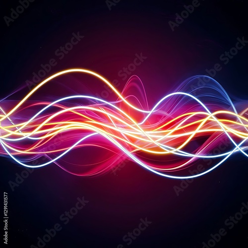 Neon abstract background shiny glowing waves in space vector illustration