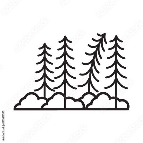 dense grass pine plantations logo icon outline