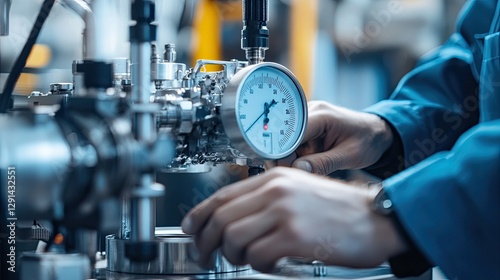 Wallpaper Mural Close-up of an engineer calibrating a complex instrument, showcasing precision and hands-on expertise in technology Torontodigital.ca