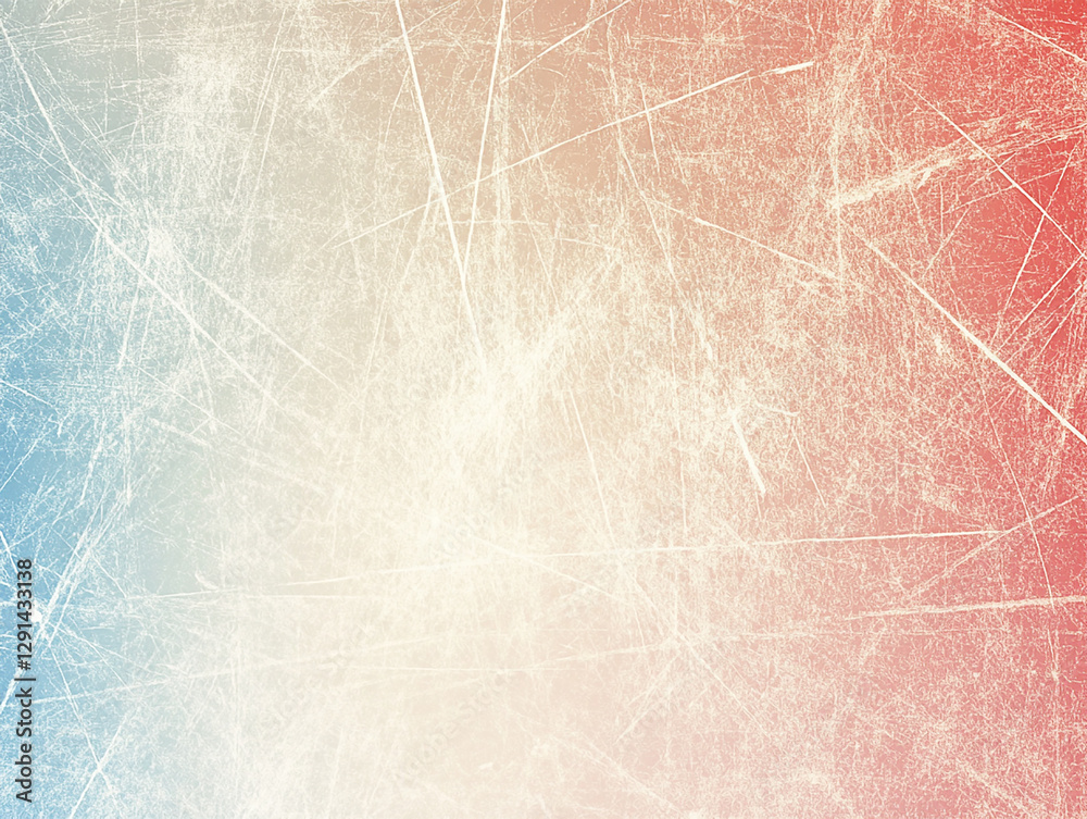 Fototapeta premium Abstract textured background with scratches and a gradient from blue to red, evoking a sense of depth