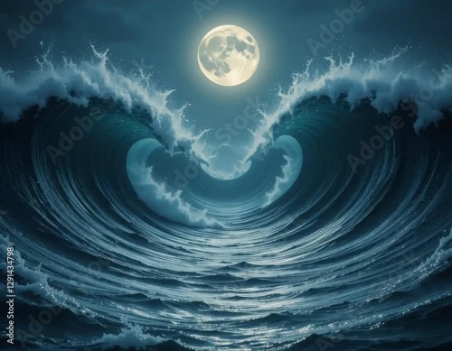 A haunting siren song echoes across the night under the silvery glow of a full moon as waves crash upon an eternal abyss