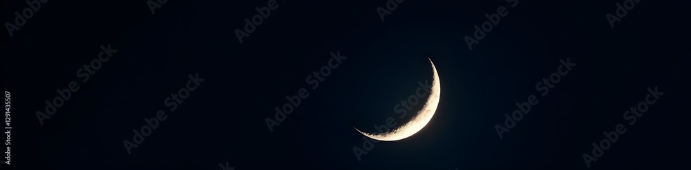 Fototapeta premium Black crescent moon, sharply defined silhouette, icon, vector