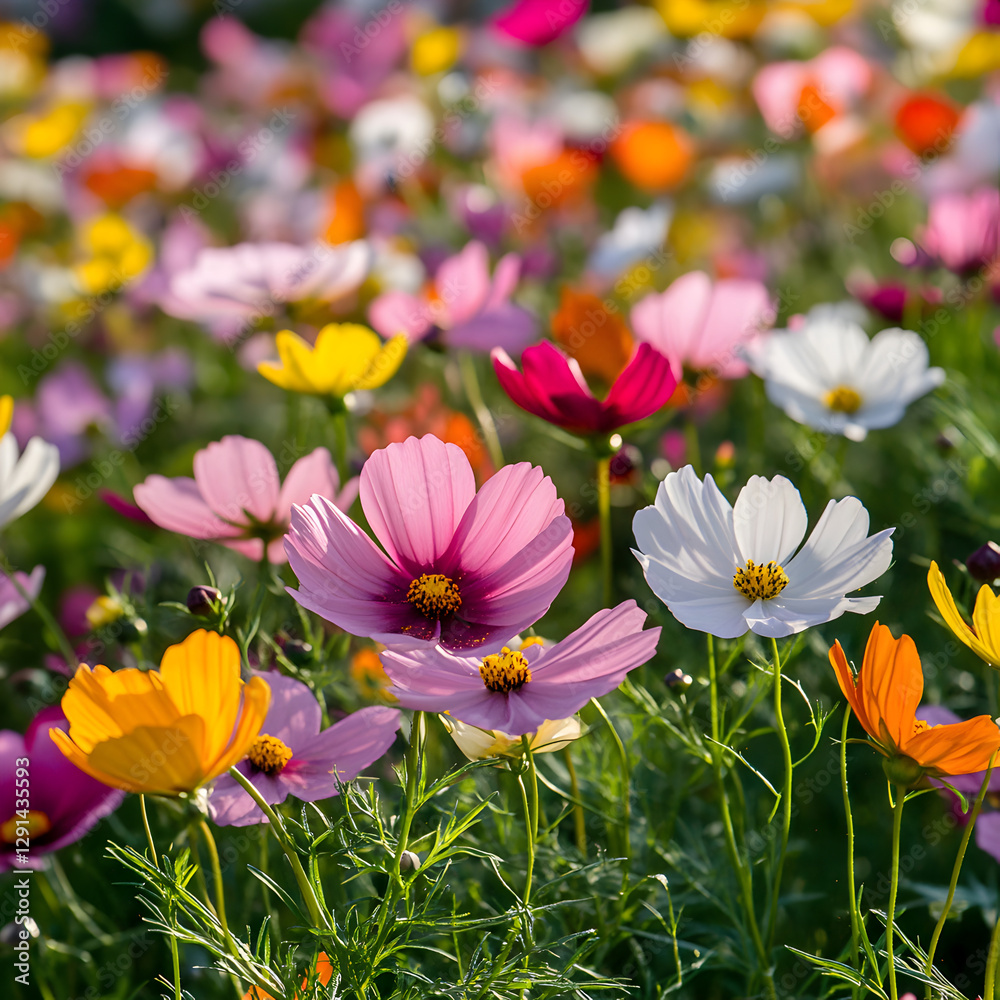 Fototapeta premium Cosmos Flowers: Colorful Blooms