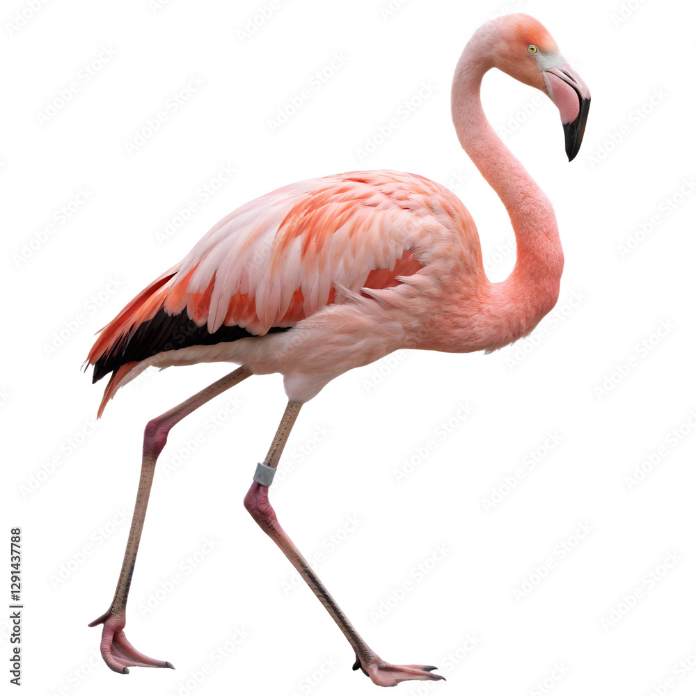 Portrait of a pink flamingo standing Isolated Trasnparent Background, Png Isolated, Trasnparent Background Portrait of a pink flamingo standing Isolated Trasnparent Background, Png Isolated, Trasnparent Background