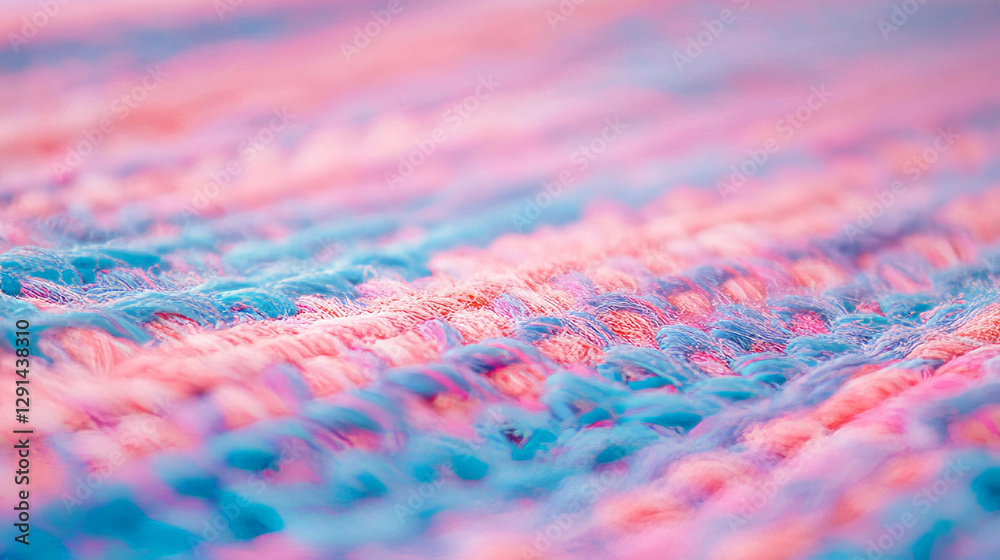 Obraz premium Vibrant patterned background of woven recycled fabric texture for eco design projects