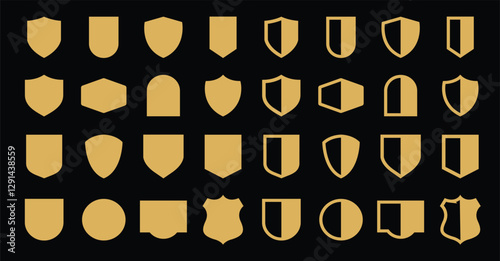 Shield icons set. Protect shield vector Vintage label set, shield vector silhouettes, badges design set