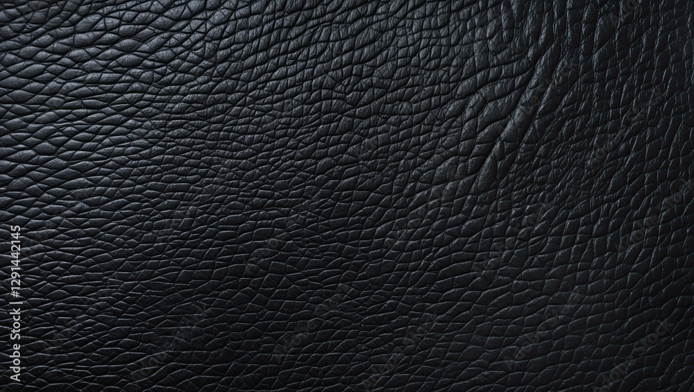 Close-up of textured black leather surface highlighting intricate patterns and rich depth Close-up of textured black leather surface highlighting intricate patterns and rich depth