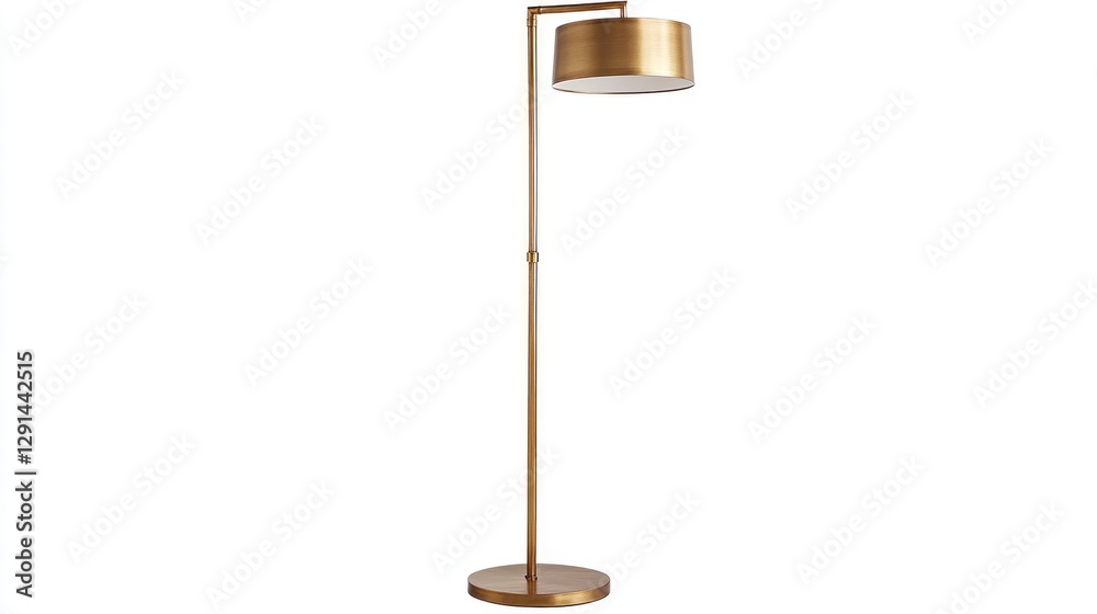 Minimalist Gold Floor Lamp with Slim Frame on White Background Minimalist Gold Floor Lamp with Slim Frame on White Background