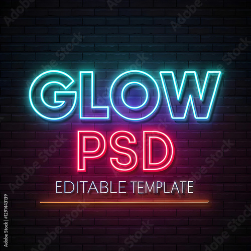 futuristic glow text effect psd editable template