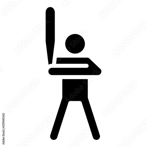 Baseball batter icon in glyph style