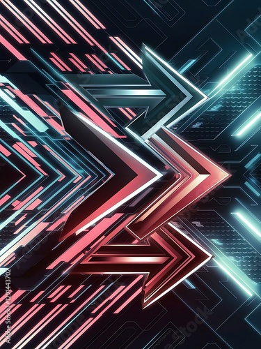 Techno lines hi tech futuristic abstract background template with arrow shapes vector design