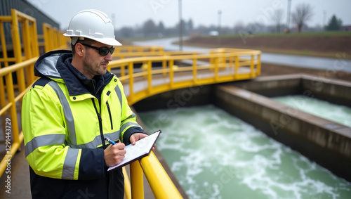 A professional environmental engineer inspect the operation of the Quality Monitor